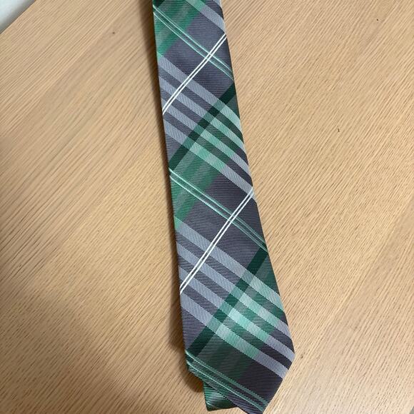Geoffrey Beene Green Gray Tie One Size - Picture 1 of 4